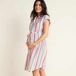 Old Navy Striped Linen Maternity Dress